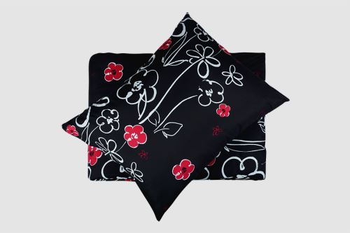 Povlečení mikrosatén prodloužené FLEUR černé (1)