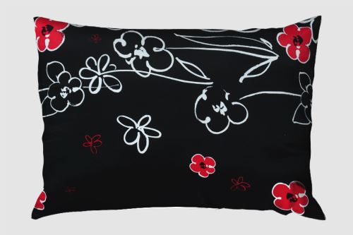 Povlečení mikrosatén prodloužené FLEUR černé (2)