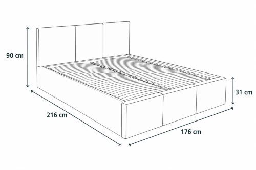 Čalouněná postel MURANA smetanová - výška čela 90 cm (4)