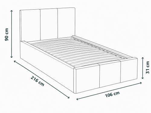 Čalouněná postel MURANA světle šedá - výška čela 90 cm (3)
