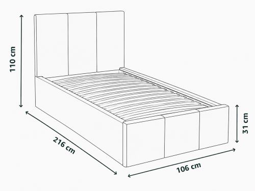 Čalouněná postel MURANA černá - výška čela 110 cm (3)