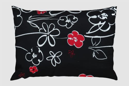 Povlečení mikrosatén prodloužené FLEUR černé (3)